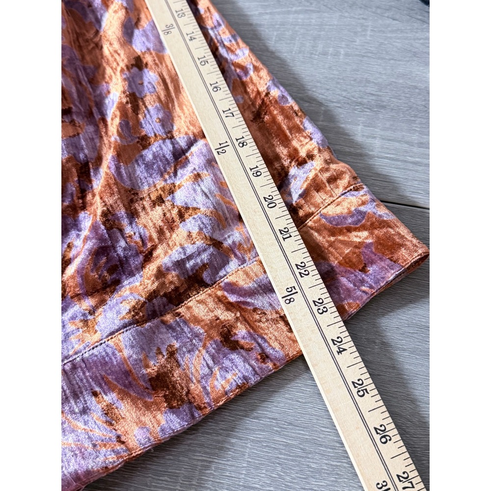 Anthropologie Velvet Kimono Cardigan XL Orange Purple Floral Open Boho Oversized - Picture 16 of 16
